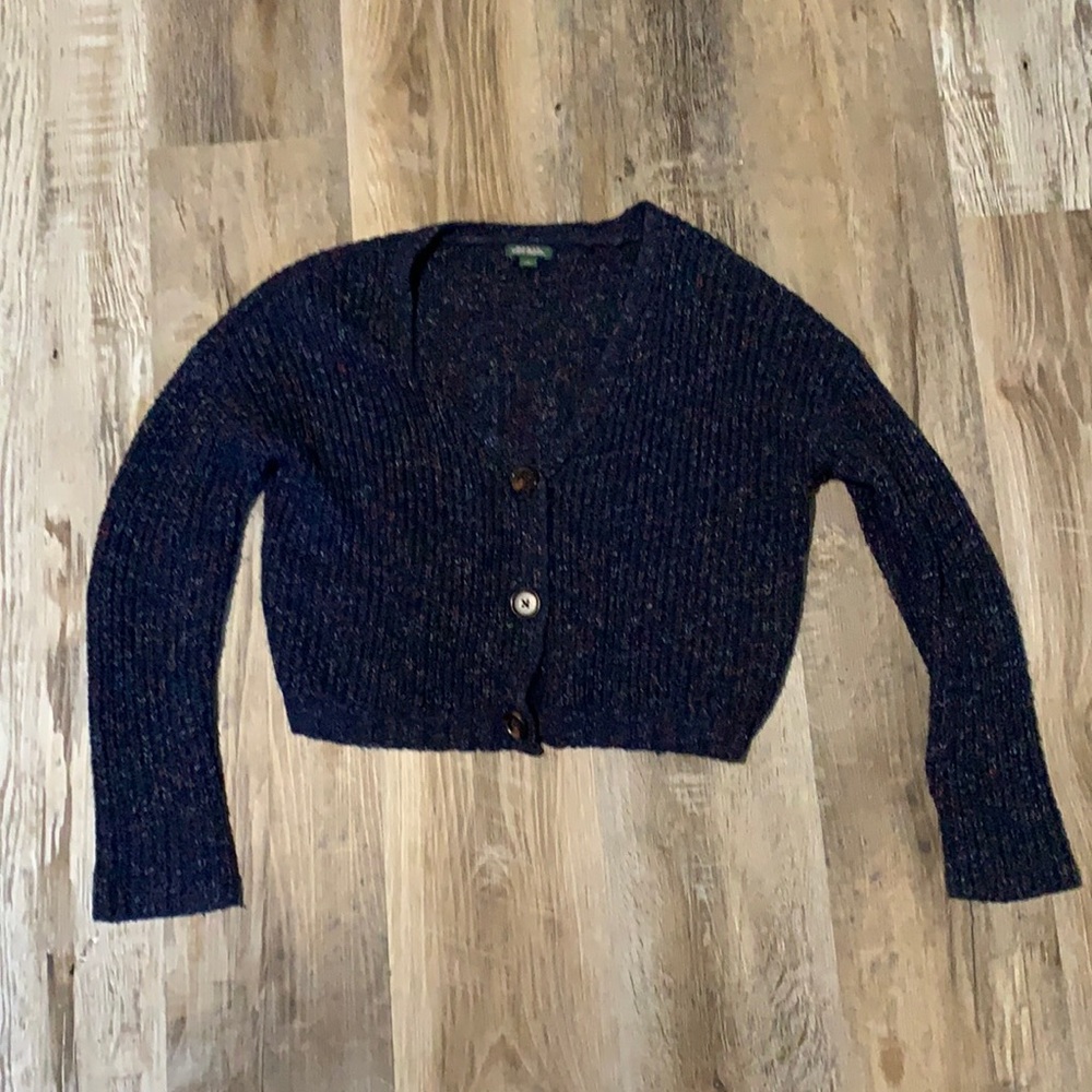 Dark blue knit button up cardigan